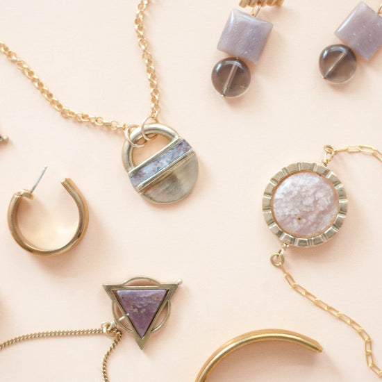 Mini Elder Necklace / Pink Marble - Michelle Starbuck Designs