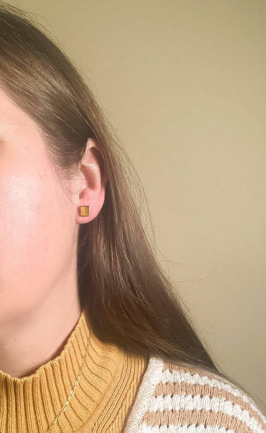 Tiger's Eye Square Studs