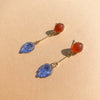 Carnelian + Sapphire Glass Leaf Earrings