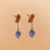 Carnelian + Sapphire Glass Leaf Earrings