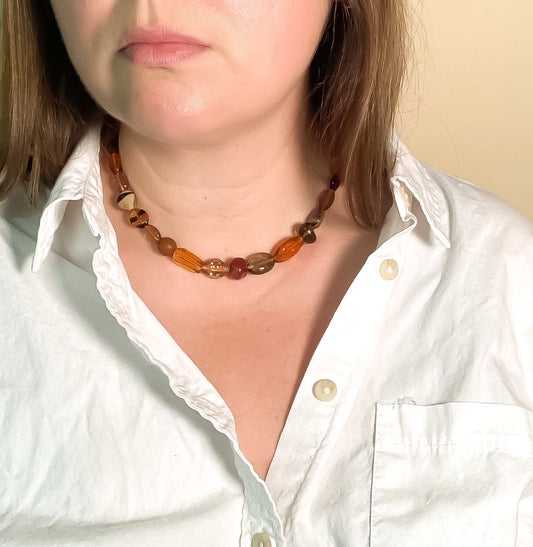 Amber Remnant Beaded Necklace