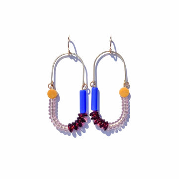 Yellow Jasper, Periwinkle, Oxblood, + Amethyst Balance Earrings