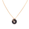 Vintage Glass Deco Ring Necklace- Black