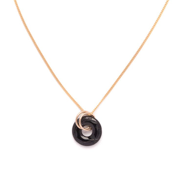 Vintage Glass Deco Ring Necklace- Black