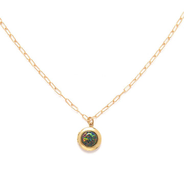 Black Opal Locket Necklace