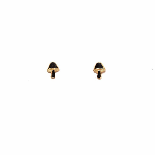 Tiny Mushroom Studs in Black