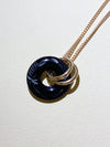 Vintage Glass Deco Ring Necklace- Black