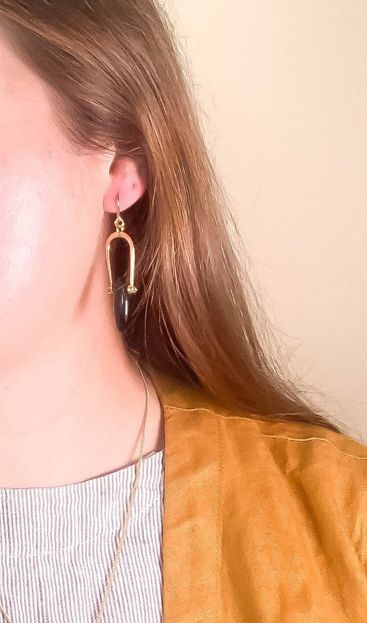 Amulet Earrings in Black Jasper
