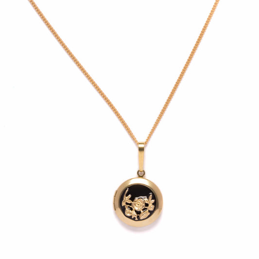 Poppy Locket Necklace- Black