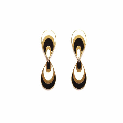 Black and White Striped Hourglass Earrings- Limited Edition