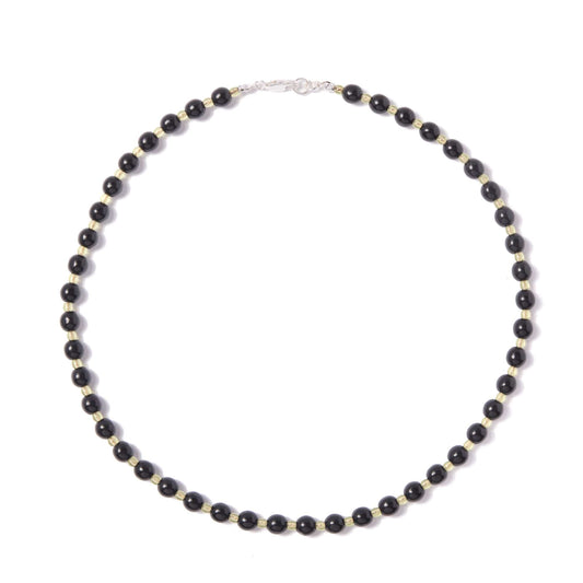 Black + Olive Glass Beaded Necklace