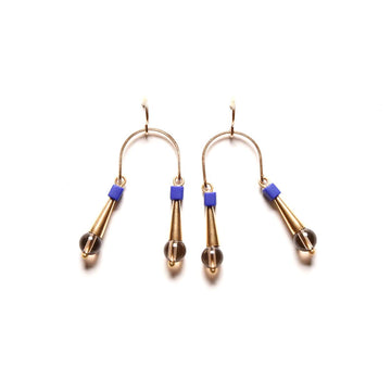 Smoky Quartz + Cobalt Conical Swing Earrings