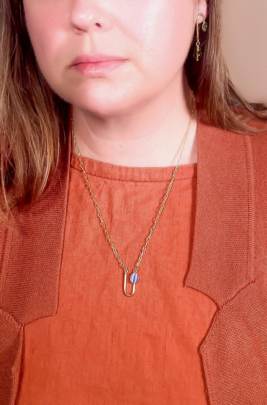 Blue Moonstone Asymmetrical Arch Necklace