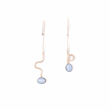 Blue Moonstone Contour Drop Earrings