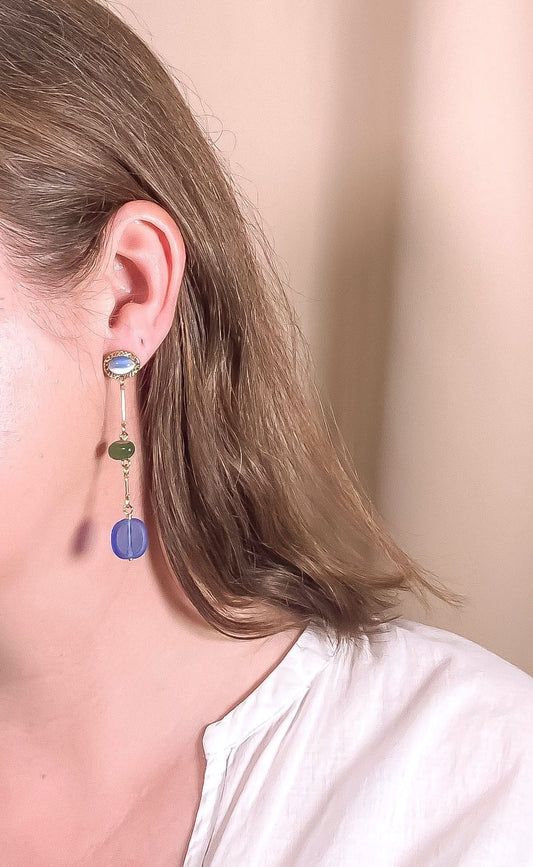 Jade Mismatched Composition Earrings
