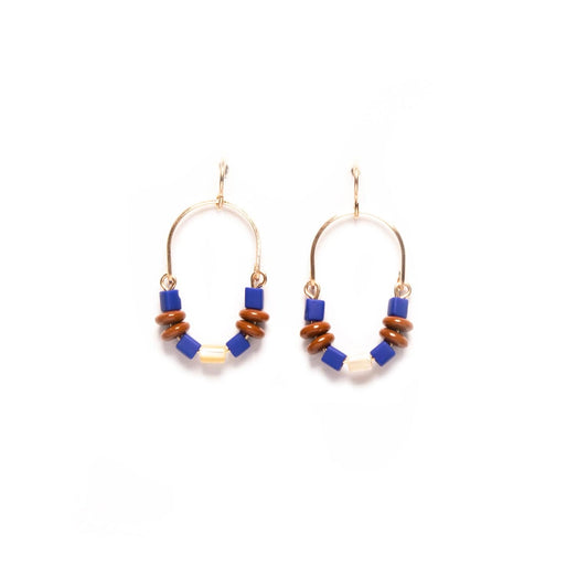 Cobalt + Brown Beaded Earrings