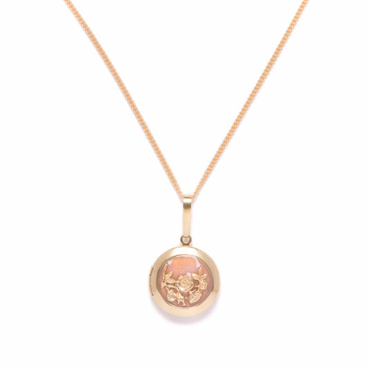Poppy Locket Necklace- Blush Pearl