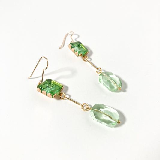 Peridot Glass Drop Earrings