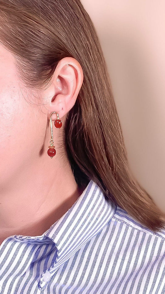 Carnelian Asymmetrical Arch Earrings