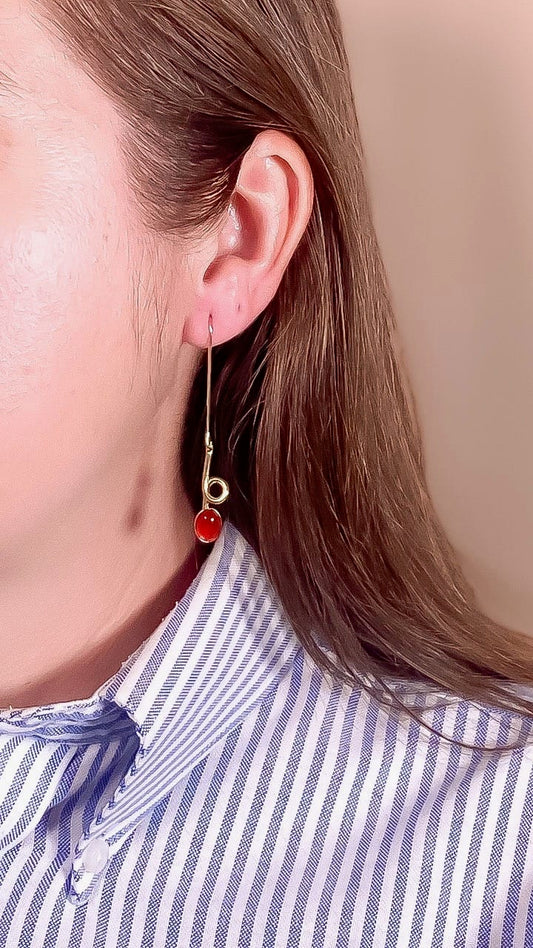Carnelian Contour Drop Earrings