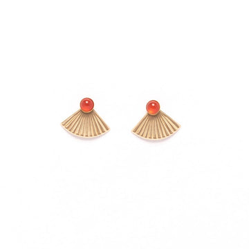 Mini Pleat Jacket Earrings with Carnelian