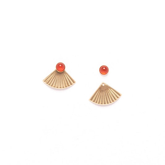 Mini Pleat Jacket Earrings with Carnelian