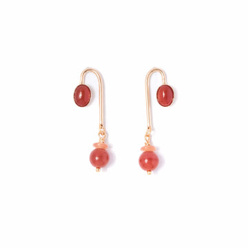 Carnelian Asymmetrical Arch Earrings