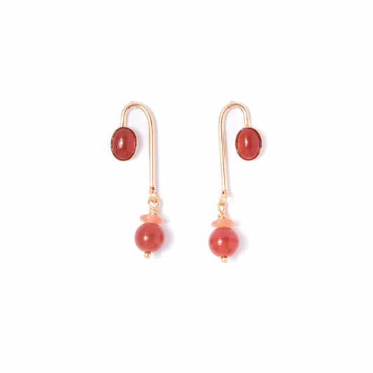 Carnelian Asymmetrical Arch Earrings