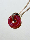 Vintage Glass Deco Ring Necklace- Carnelian