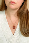 Carnelian Glass Floral Pendant Necklace