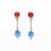 Carnelian + Sapphire Glass Leaf Earrings