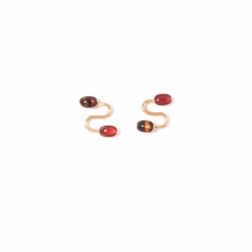 Carnelian + Tortoise Swerve Stud Earrings