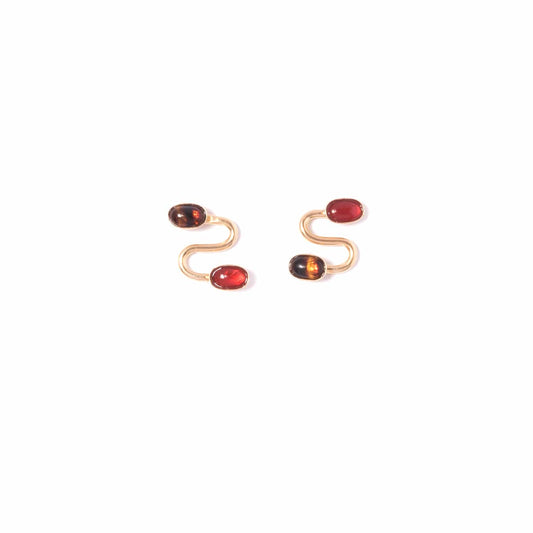 Carnelian + Tortoise Swerve Stud Earrings