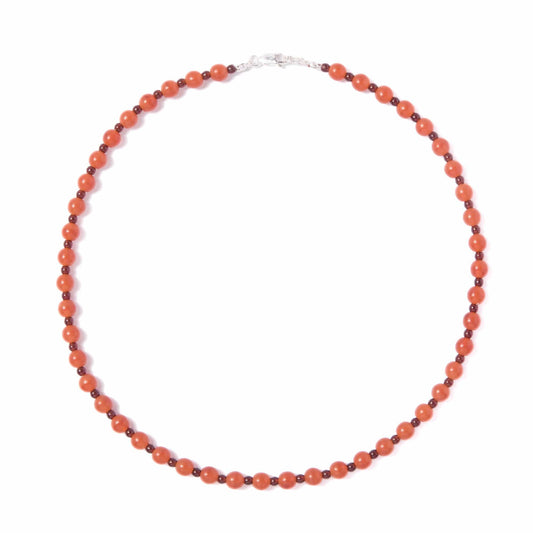 Carnelian + Oxblood Glass Beaded Necklace