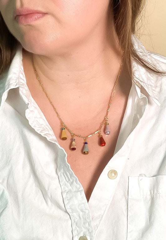 Charm Necklace with Cone Charms