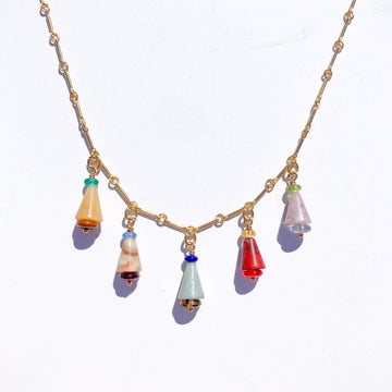 Charm Necklace with Cone Charms