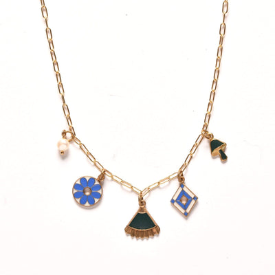 Ultramarine and Forest Green Charm Necklace
