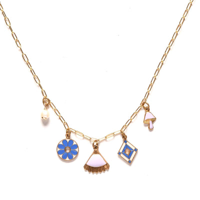 Ultramarine and Lilac Charm Necklace