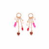 Charm Earrings in Pink Chalcedony, Coral, Goldstone, and Pearl