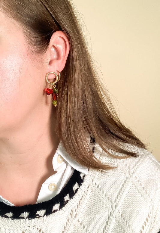 Cluster Charm Earrings in Hyacinth and Olive
