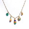 Charm Necklace with Lapis, Yellow Jasper, and Malachite Charms