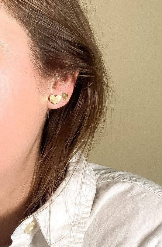 Chunky Brass Heart Studs