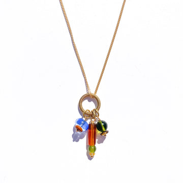 Cluster Charm Necklace in Topaz, Olive, and Light Blue