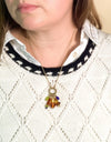 Cluster Charm Necklace with Two Tone Oval Bead