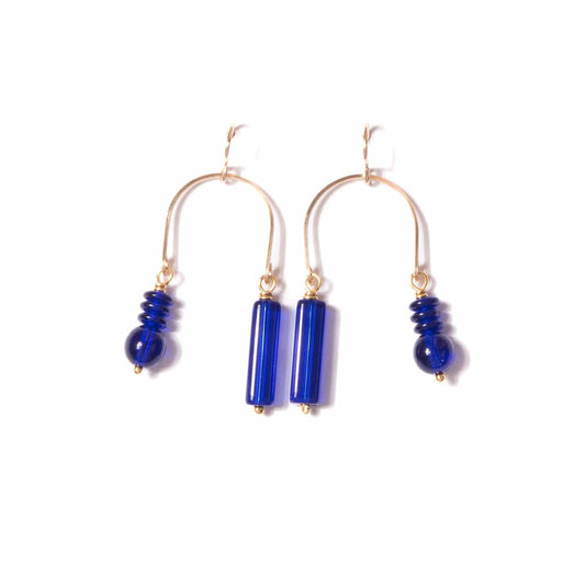 Composition Swing Earrings in Cobalt