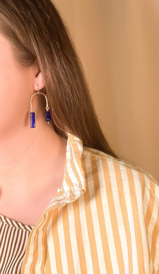 Composition Swing Earrings in Cobalt