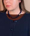 Floating Forms Necklace- Cobalt, Pyrite, Red Agate, African Opal