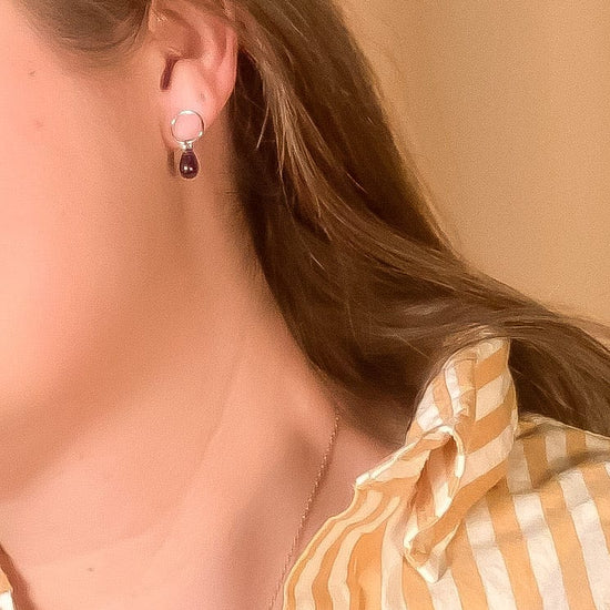 cobalt-glass-teardrop-stud-earrings-sterling-silver handmade jewelry by michelle starbuck designs