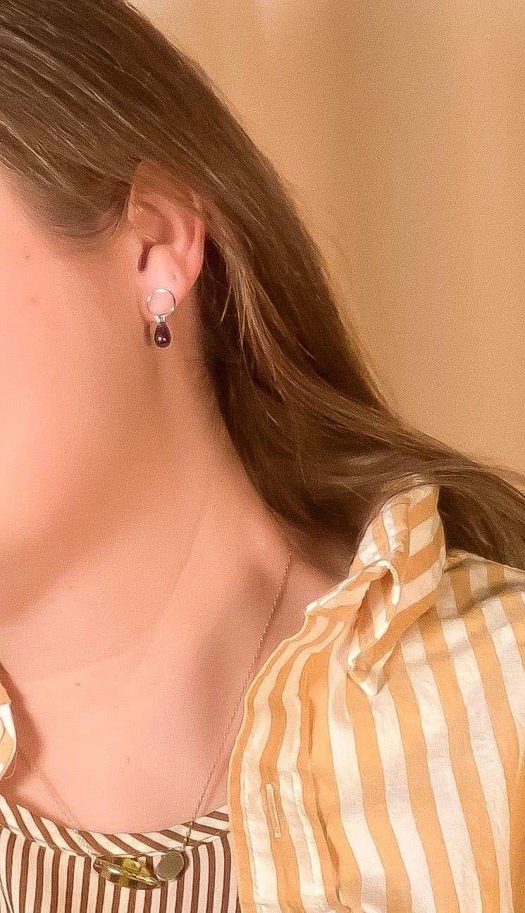 cobalt-glass-teardrop-stud-earrings-sterling-silver handmade jewelry by michelle starbuck designs