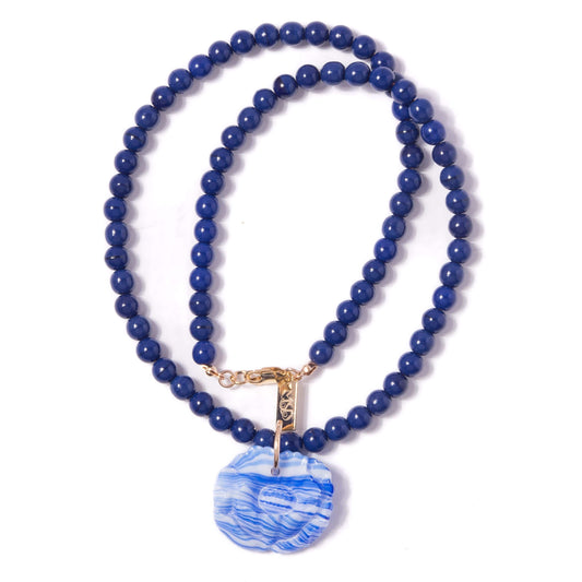 Cobalt + Navy Beaded Pendant Necklace